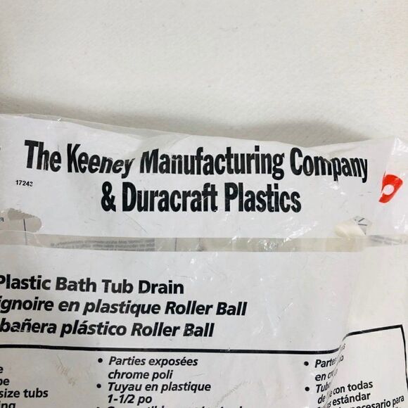 Roller Ball Plastic Bath Tub Drain Keeney New - Picture 3 of 5